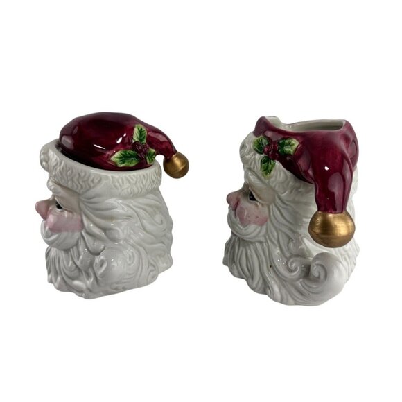Vintage Santa Head Ceramic Christmas Creamer & Sugar Bowl Set With Lid - Picture 5 of 14